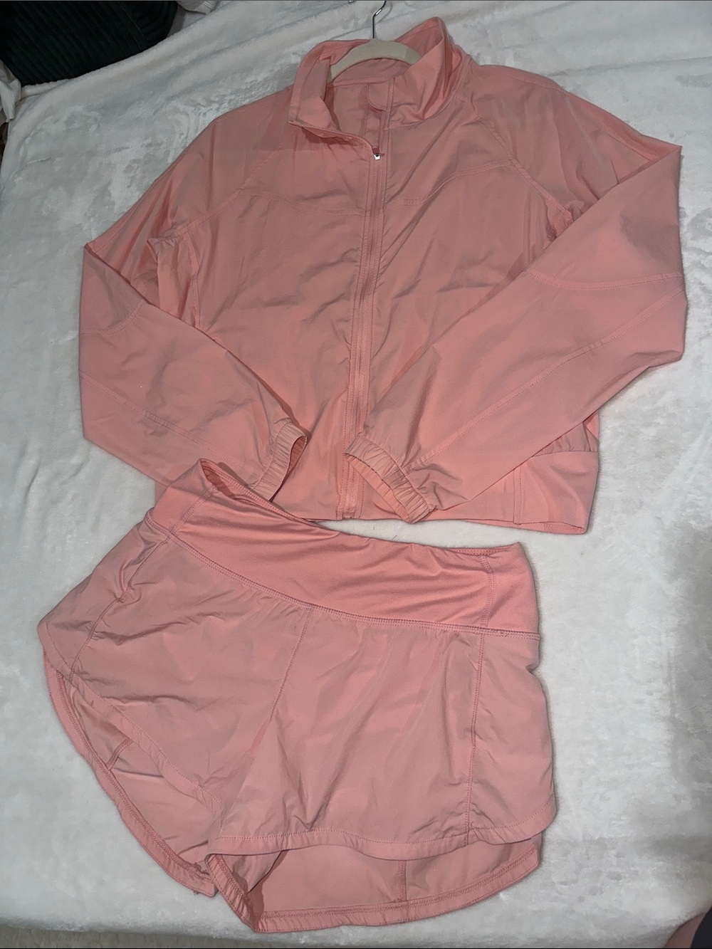 Boutique Athletic Jacket & Shorts Set in Light Pink